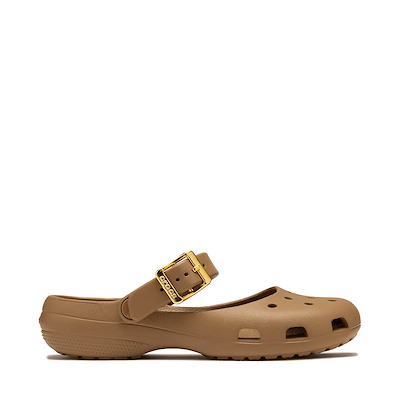 Womens Crocs Classic Metallic Buckle Ballet Flat - Sepia / Gold